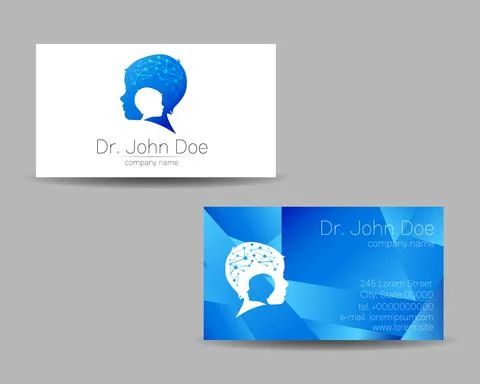Vector Visit Card Human Head Modern logo Creative style. Kid Child Profile Stock Illustration