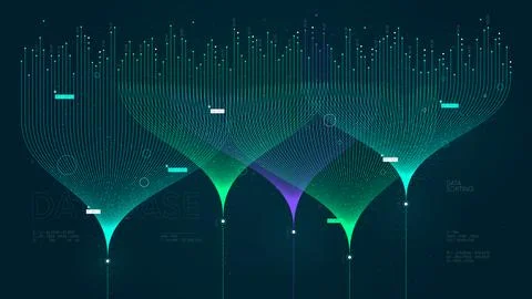 Vector visualization information stream analysis, machine data sorting, Big.. 库存插图
