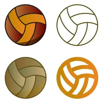 Vector Volleyball Drawing Illustration in Different Style on Solid White Ba.. Stock Illustration