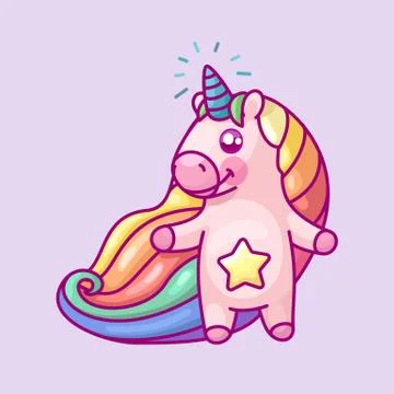 Vector volume rainbow unicorn Stock Illustration