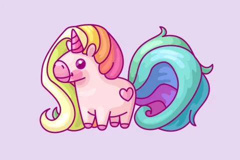 Vector volume rainbow unicorn Stock Illustration