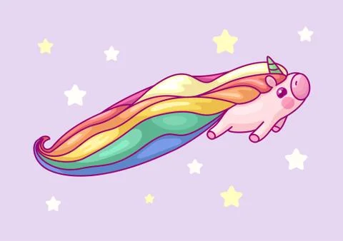 Vector volume rainbow unicorn Stock Illustration