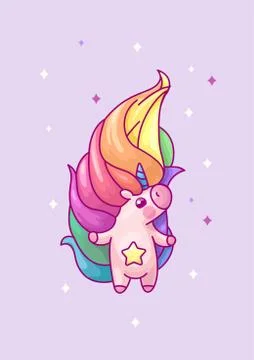 Vector volume rainbow unicorn Stock Illustration