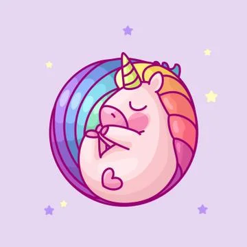 Vector volume rainbow unicorn Stock Illustration