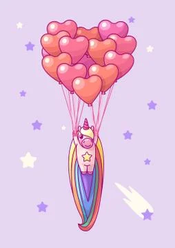 Vector volume rainbow unicorn Illustrazione stock