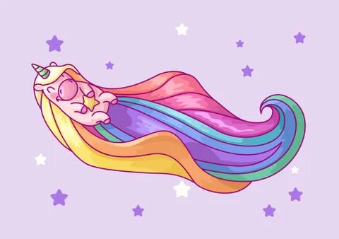 Vector volume rainbow unicorn Stock Illustration