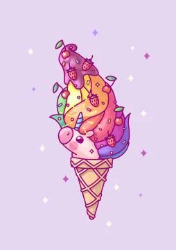 Vector volume rainbow unicorn Stock Illustration