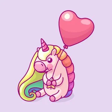 Vector volume rainbow unicorn Stock Illustration