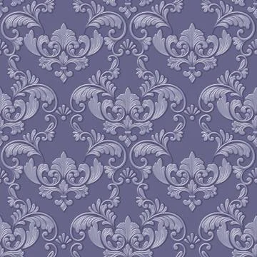 Vector volumetric damask seamless pattern background. Elegant luxury embossed Illustrazione stock