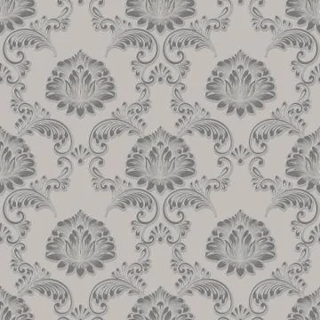 Vector volumetric damask seamless pattern background. Elegant luxury embossed Illustrazione stock