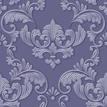 Vector volumetric damask seamless pattern element. Elegant luxury embossed te Illustrazione stock
