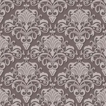 Vector volumetric damask seamless pattern background. Elegant luxury embossed 스톡 일러스트