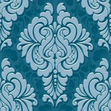 Vector volumetric damask seamless pattern element. Elegant luxury embossed te Stock Illustration