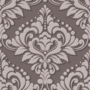Vector volumetric damask seamless pattern element. Elegant luxury embossed te Illustrazione stock