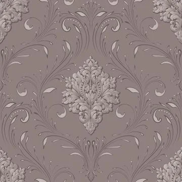 Vector volumetric damask seamless pattern element. Elegant luxury embossed te Stockillustratie