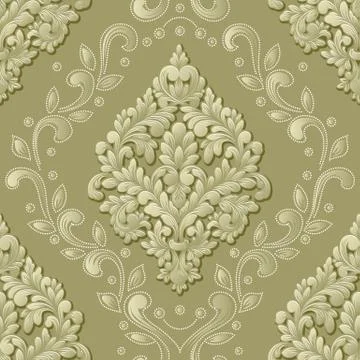 Vector volumetric damask seamless pattern element. Elegant luxury embossed te Illustrazione stock