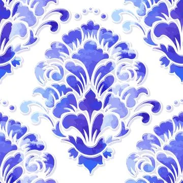 Vector volumetric damask seamless pattern element. Elegant luxury embossed te Illustrazione stock