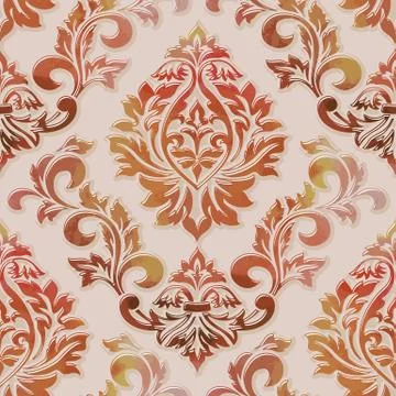 Vector volumetric damask seamless pattern element. Elegant luxury embossed te 스톡 일러스트