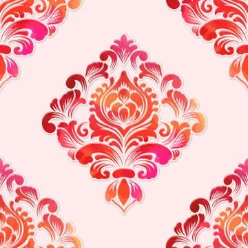 Vector volumetric damask seamless pattern element. Elegant luxury embossed te Stock Illustration