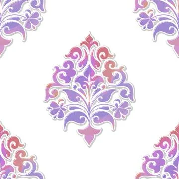 Vector volumetric damask seamless pattern element. Elegant luxury embossed te Illustrazione stock