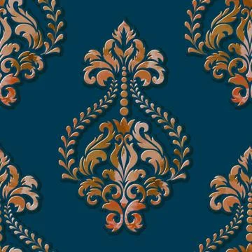 Vector volumetric damask seamless pattern element. Elegant luxury embossed te Illustrazione stock