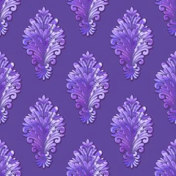 Vector volumetric damask seamless pattern background. Elegant luxury embossed Illustrazione stock
