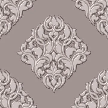 Vector volumetric damask seamless pattern element. Elegant luxury embossed te Illustrazione stock