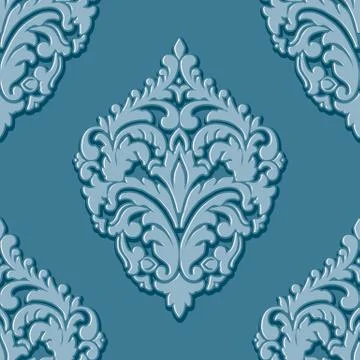 Vector volumetric damask seamless pattern element. Elegant luxury embossed te Illustrazione stock