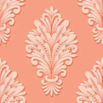 Vector volumetric damask seamless pattern element. Elegant luxury embossed te Illustrazione stock