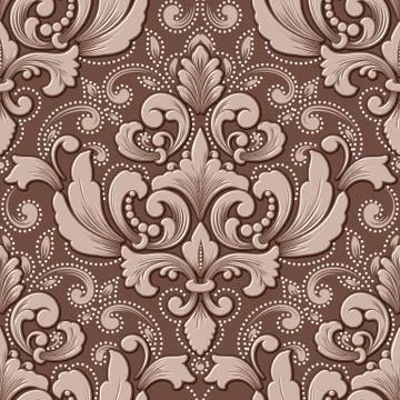 Vector volumetric damask seamless pattern element. Elegant luxury embossed te Illustrazione stock