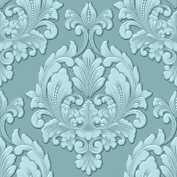 Vector volumetric damask seamless pattern element. Elegant luxury embossed te Illustrazione stock