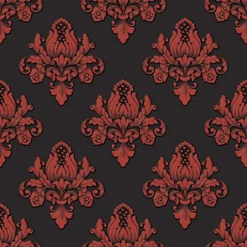 Vector volumetric damask seamless pattern background. Elegant luxury embossed Illustrazione stock