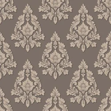 Vector volumetric damask seamless pattern background. Elegant luxury embossed 스톡 일러스트