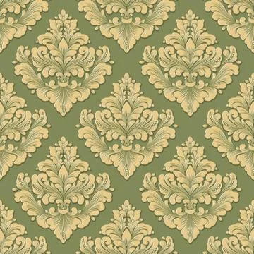 Vector volumetric damask seamless pattern background. Elegant luxury embossed Illustrazione stock