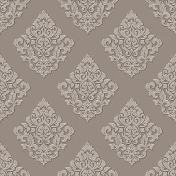 Vector volumetric damask seamless pattern background. Elegant luxury embossed Illustrazione stock