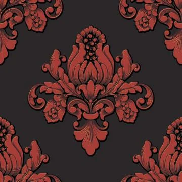 Vector volumetric damask seamless pattern element. Elegant luxury embossed te Illustrazione stock
