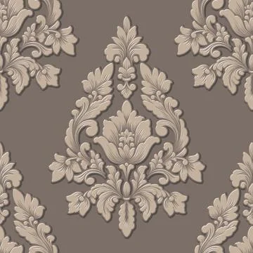 Vector volumetric damask seamless pattern element. Elegant luxury embossed te Stock Illustration