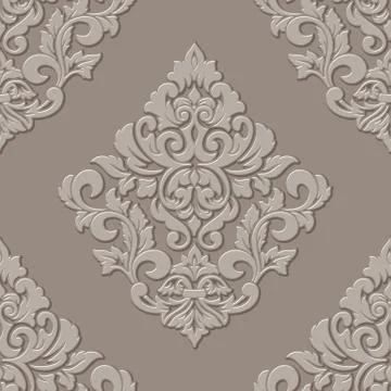 Vector volumetric damask seamless pattern element. Elegant luxury embossed te Illustrazione stock