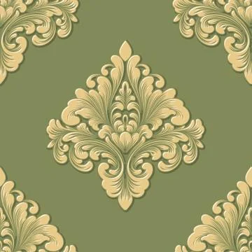 Vector volumetric damask seamless pattern element. Elegant luxury embossed Illustrazione stock