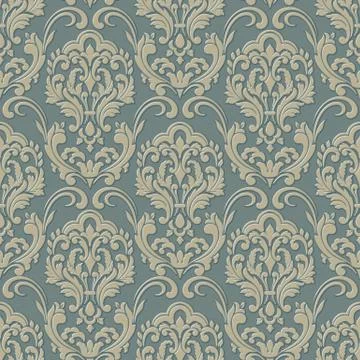 Vector volumetric damask seamless pattern background. Elegant luxury embossed Illustrazione stock