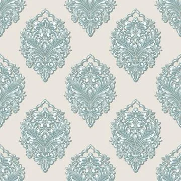 Vector volumetric damask seamless pattern background. Elegant luxury embossed Illustrazione stock