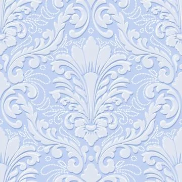 Vector volumetric damask seamless pattern element. Elegant luxury embossed 스톡 일러스트