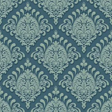 Vector volumetric damask seamless pattern background. Elegant luxury embossed Illustrazione stock