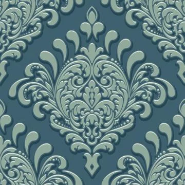 Vector volumetric damask seamless pattern element. Elegant luxury embossed Illustrazione stock