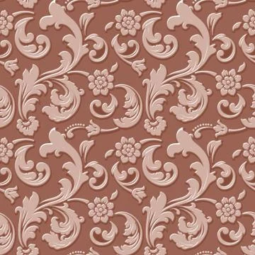Vector volumetric flower seamless pattern background. Elegant luxury embossed Illustrazione stock