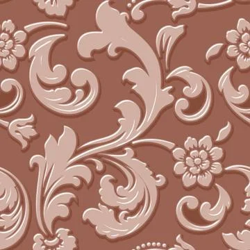 Vector volumetric flower seamless pattern element. Elegant luxury embossed te Illustrazione stock