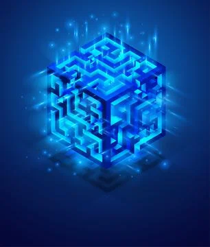Vector volumetric maze, search for solutions and yourself. mind games concept Stock Illustration