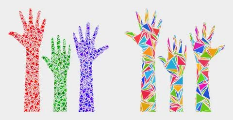 Vector Voting Hands Up Mosaic Icon of Triangle Items イラスト素材