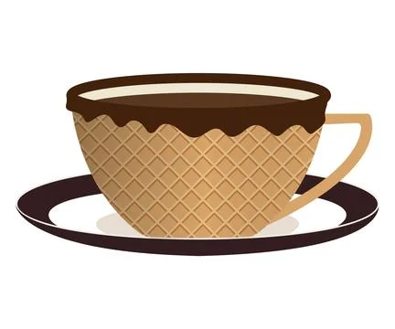 Vector waffle cup for tea with saucer Stock Illustration