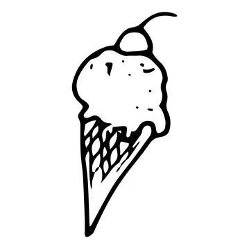 Vector waffle ice cream cone with a cherry on top and a sprinkling texture of Stock Illustration